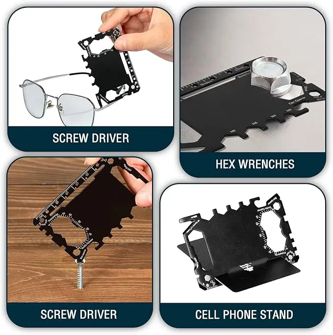 أداة متعددة 46 في 1 بحجم بطاقة الائتمان والتخييم في الهواء الطلق وإكسسوارات النجاة أدوات أدوات تروس متعددة الأغراض للرجال المحمولة
