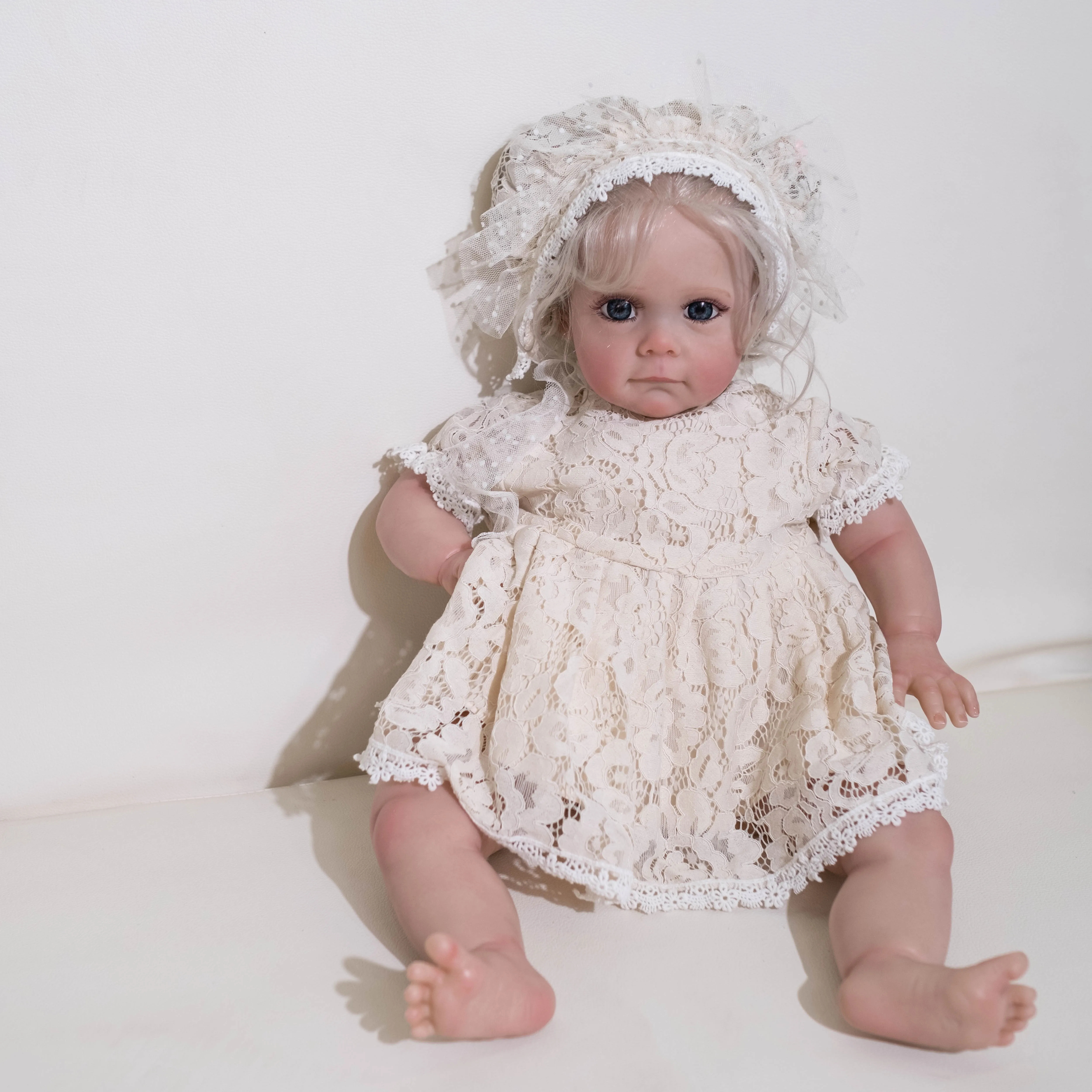 

NPK Toddler Maggie Girl Doll 55CM - Handmade High Quality Detailed Lifelike Real Baby Doll with Hand-rooted Hair