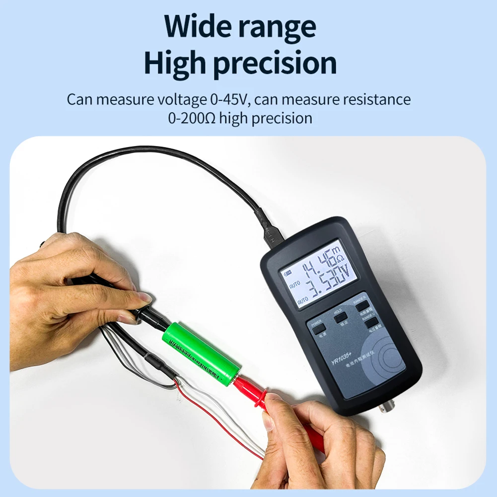 YR1035+ 4-Wire Digital Lithium Battery Internal Resistance Tester High Precision Internal Resistance Test 100V for Ni-MH Ni-CD