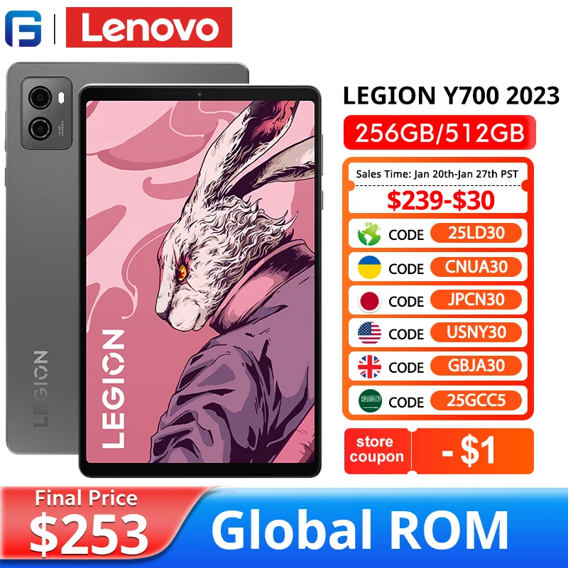 Lenovo LEGION Y700 2023 Tablet ROM Global, Tablet Snapdragon 8 + Octa Core 8.8 inci 144Hz Display baterai 6550mAh ZUI15 WIFI