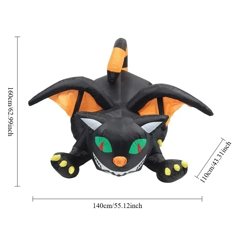 6FT Illuminazione natalizia Decorazioni di Halloween Drago con ali LED incorporati Prop Outdoor Indoor Party Prato Cortile Decorazioni da giardino