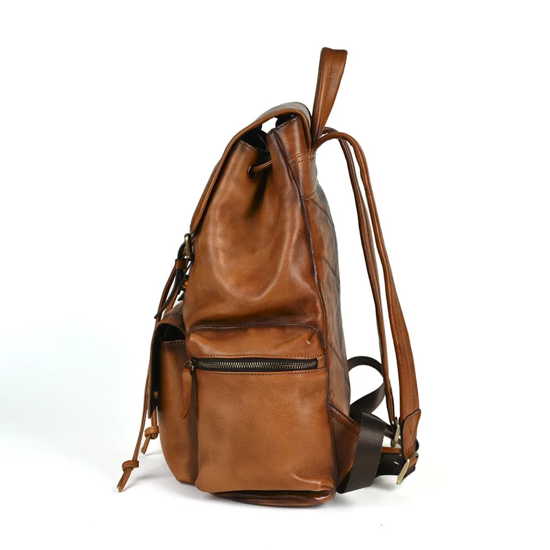 Vintage Paratrooper Leather Backpack, Vegetable Tanned Cowhide Rucksack, Rugged Men's Tactical Daypack