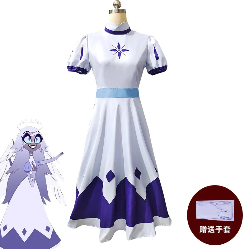 Хазбин Ангел Эмили Костюм Серафим Косплей Halo Hotel Необычные платья Наряд Хэллоуин Униформа Костюм с крыльями Hasbin