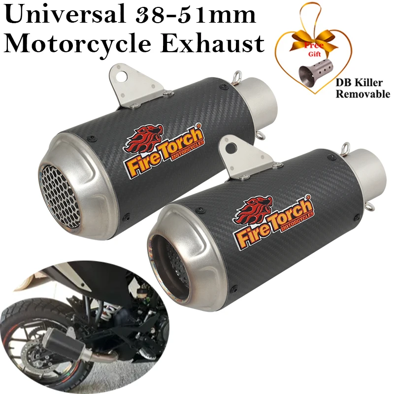 

Универсальный глушитель из углеродного волокна 38-51 мм для выхлопной системы мотоцикла DB Killer для Ninja 250 Z900 KTM 390 CBR300R R6