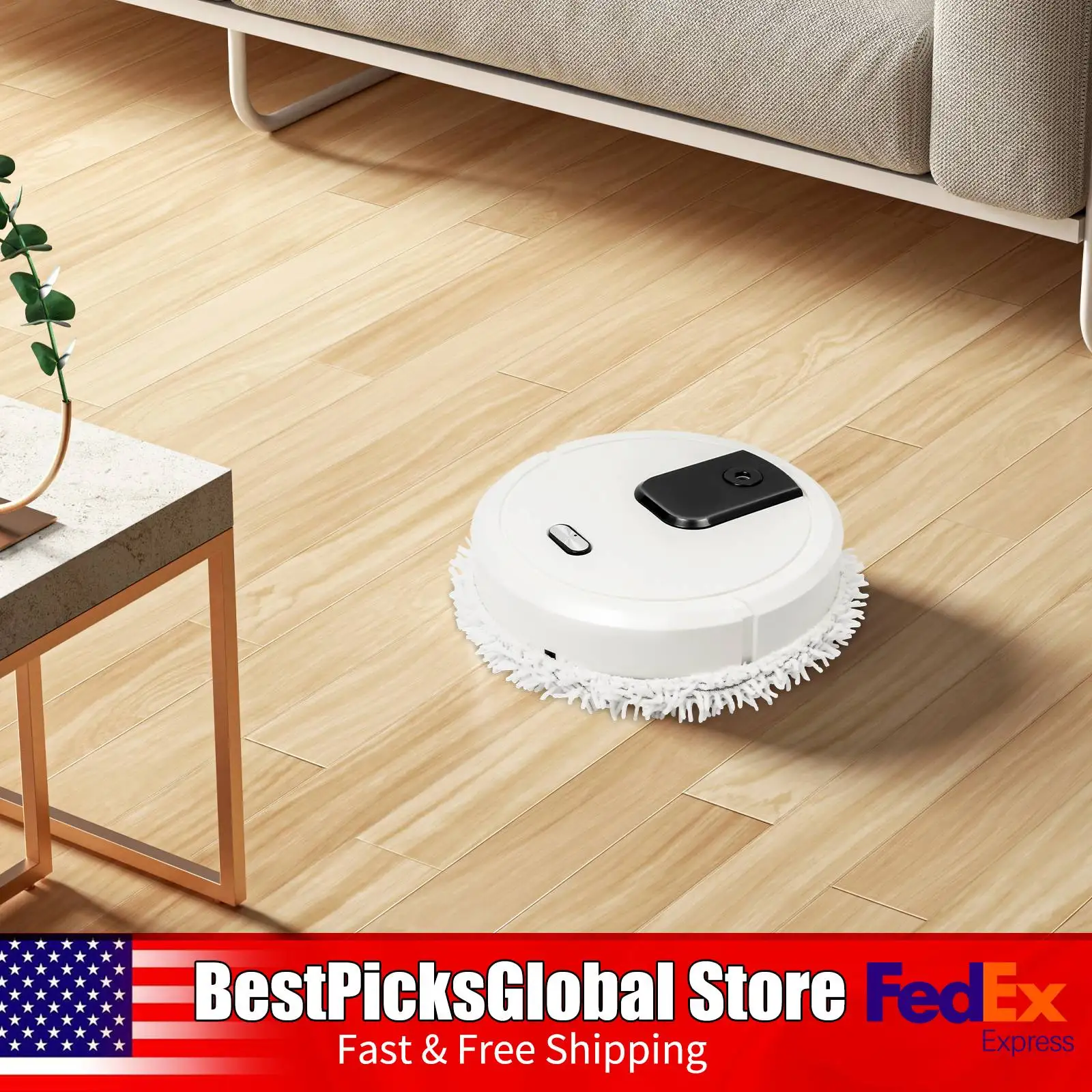 

5W Automatic Mopping Machine USB Charging 1200mAh Battery Round Wet&Dry Dual-purpose Mopping Machine for Household