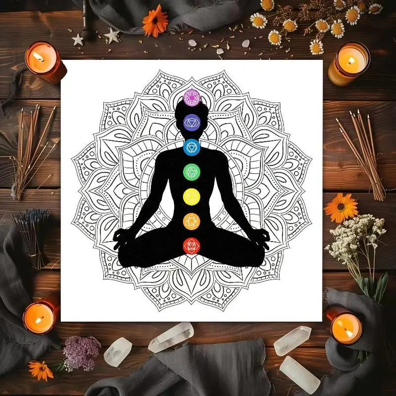 VIKAMA Yoga Meditation Chakras Lotus Mandala Altar Cloth Tarot Cards Tablecloth Vika Spiritual Healing Divination Decoration