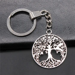Fashion Antique Silver Color 40x35mm Tree Of Life Charms Pendants Key Chain Keyring For Men & Women