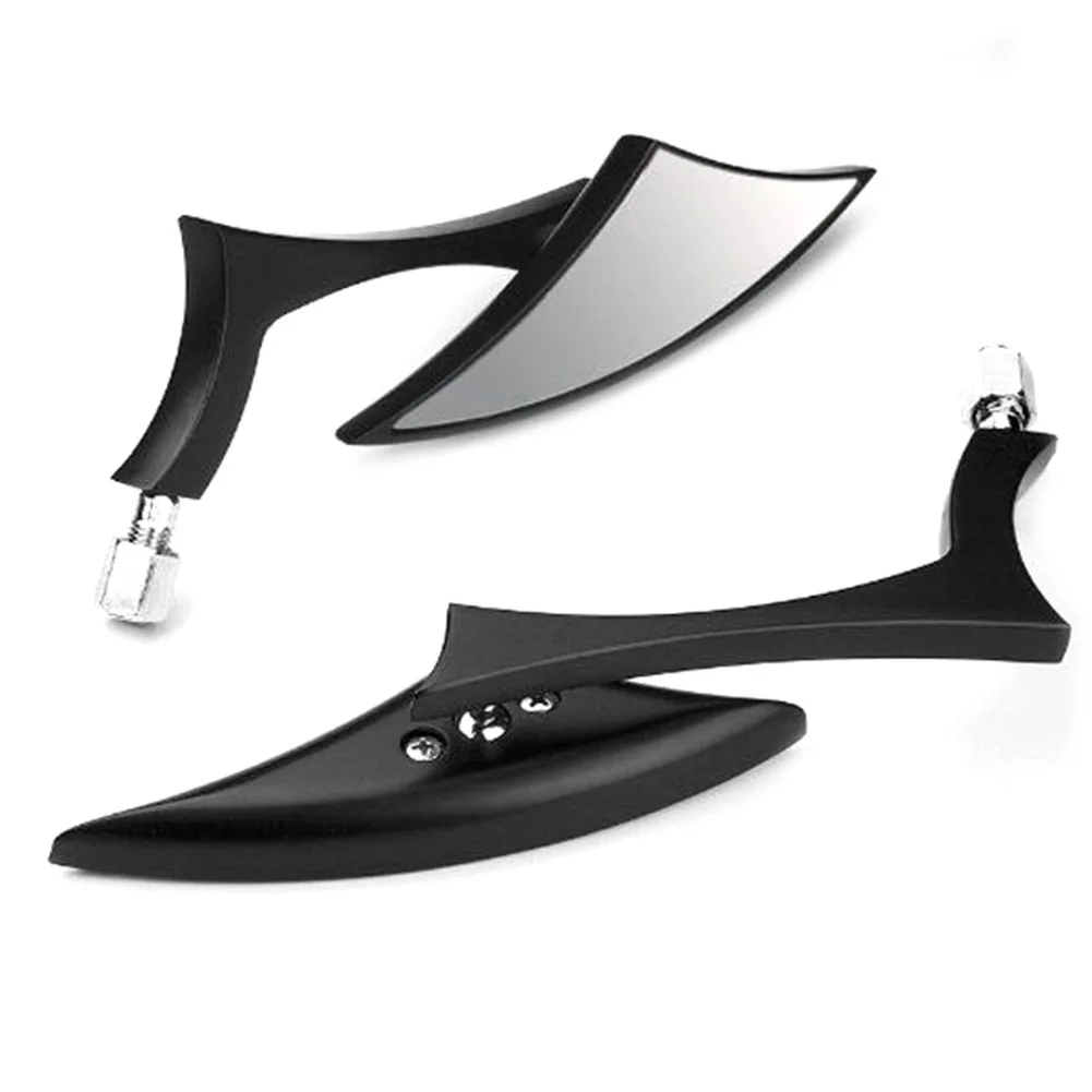 2Pcs Black/Chrome Motorcycle Rearview Mirror Aluminum Alloy 8/10MM Spear Blade Side Mirrors For Harley Cruiser Street Sport Bike