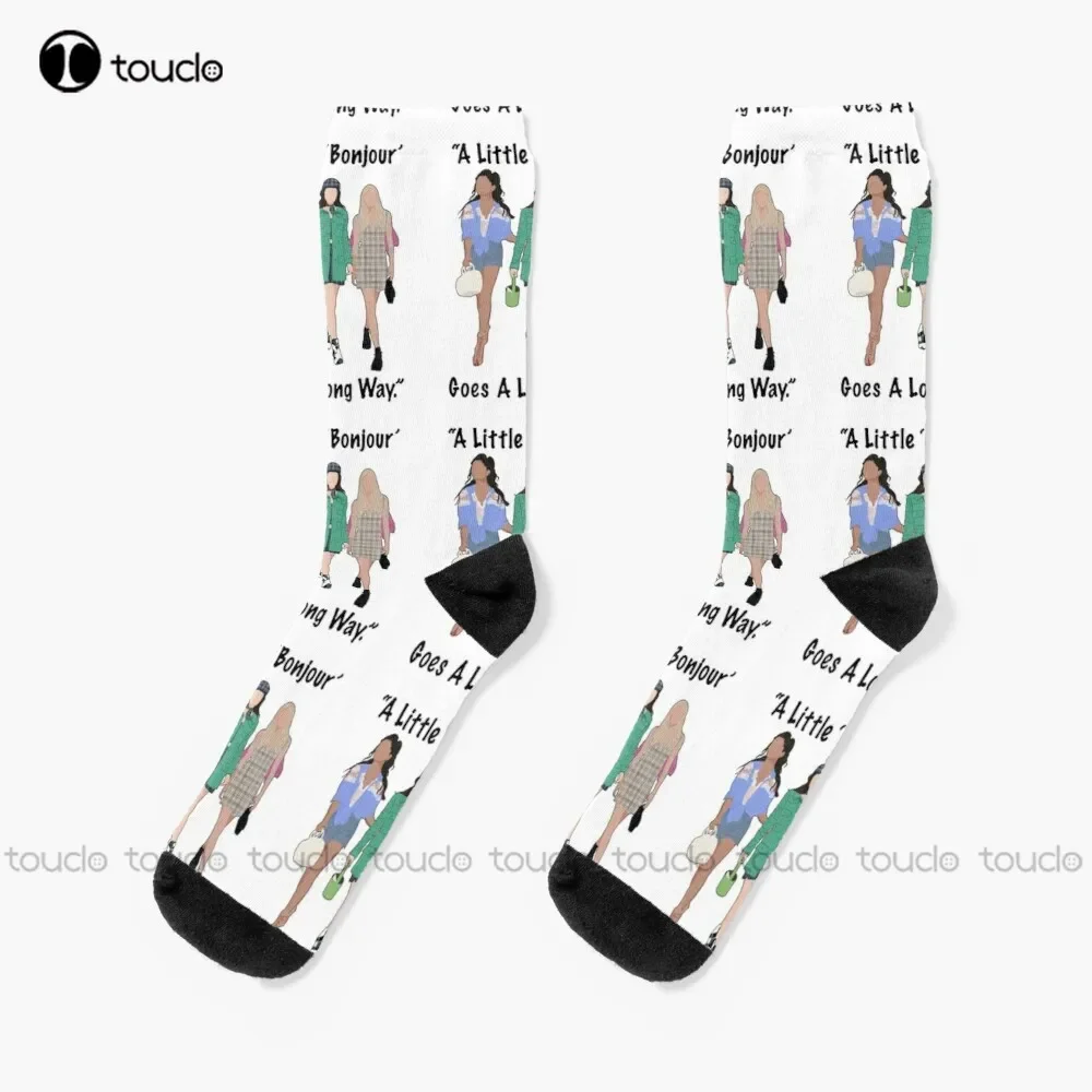 

Носки Emily Quotes-A Little Bonjour Goes A Long Way, женские носки, унисекс, носки для взрослых, подростков, молодежи, 360° ° Цифровая печать на заказ в подарок