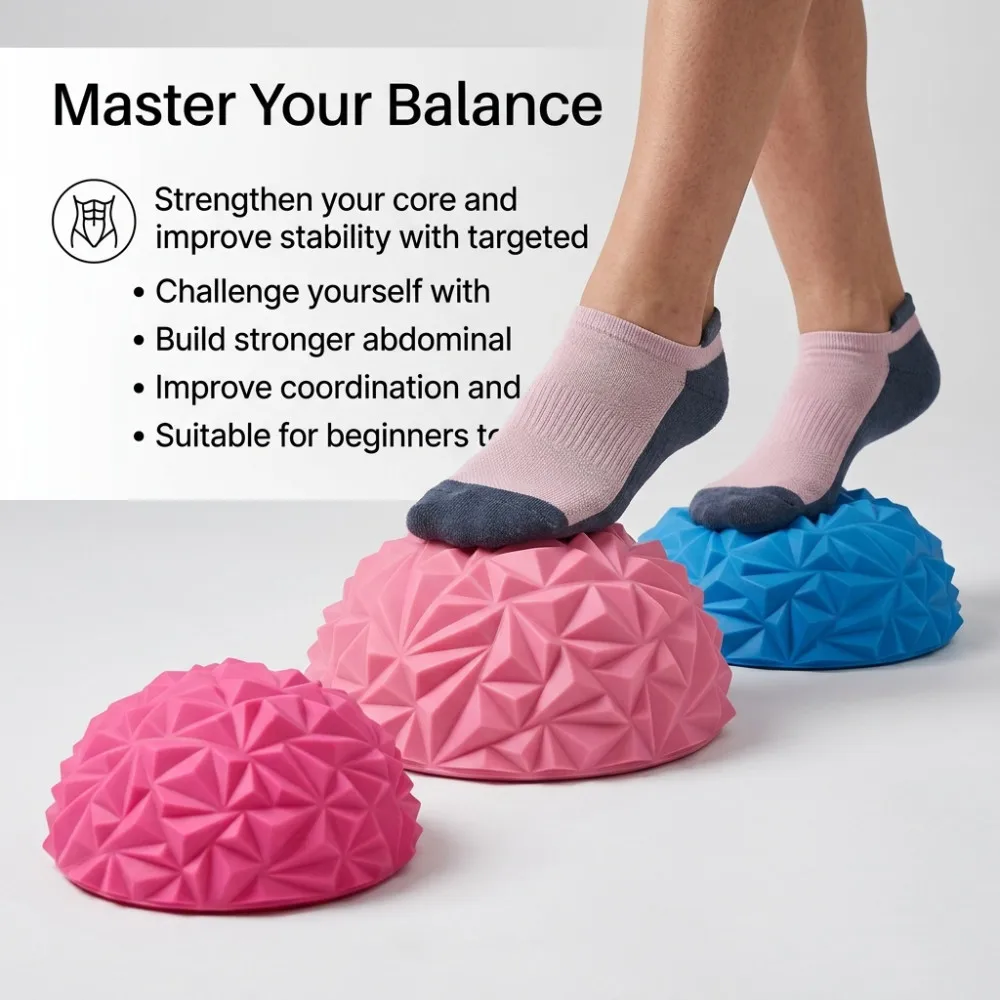 16cm Yoga-Ball PVC Aufblasbarer Massage-Punktball Halber Fitnessball Balance-Trainer Stabilisator GYM Pilates Fitness Ananas-Massageball