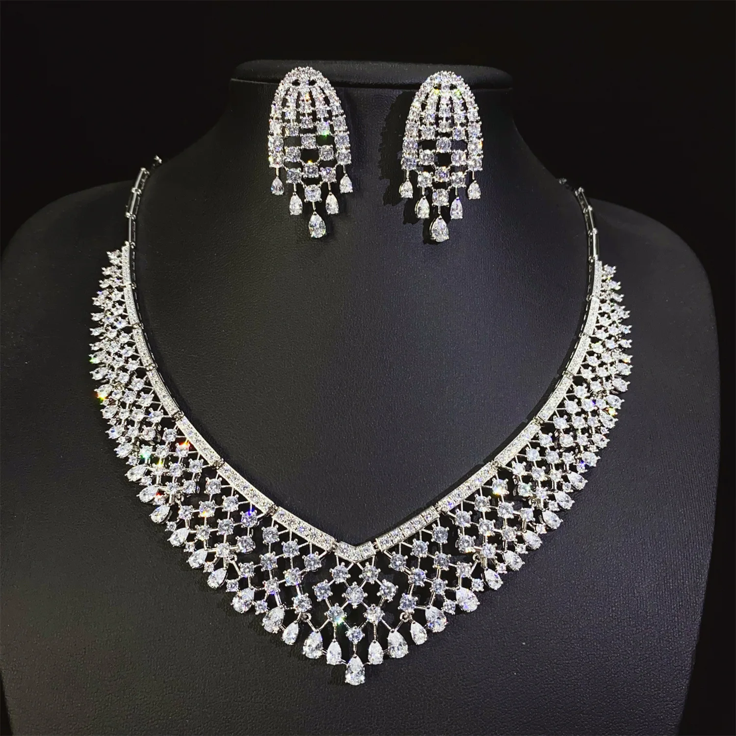 

HIBRIDE Exquisite Fine Star Shape Jewelry Women Necklace Earrings Clothing Accessories Dubai Wedding Holiday Travel Gift S-899