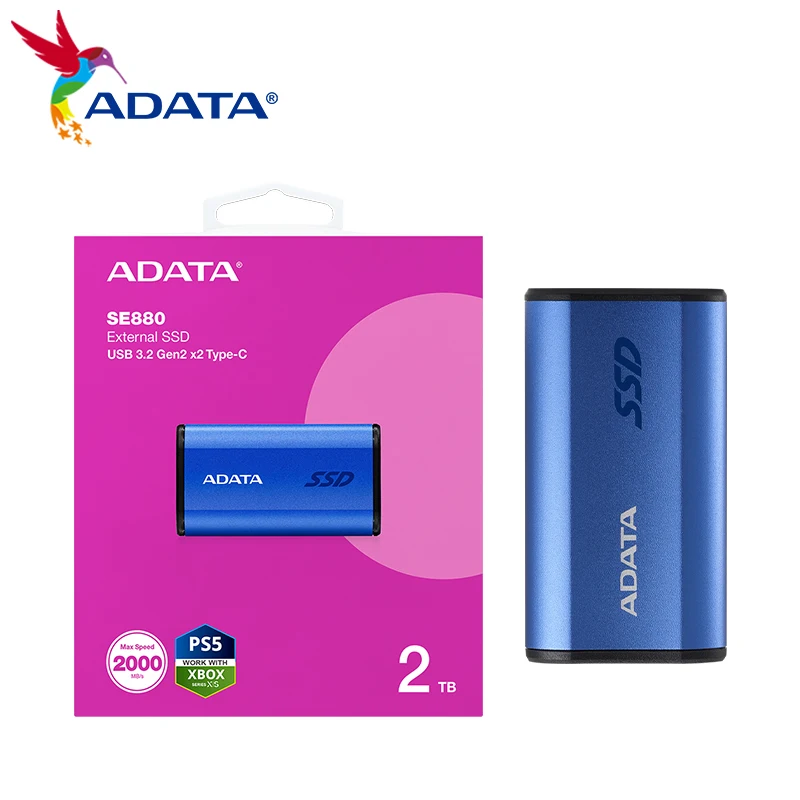 ADATA Elite SE880 External Solid State Drive USB3.2 Gen2x2 Blue External SSD 500GB 1TB 2TB Type-C Hard Disk PSSD for PS5