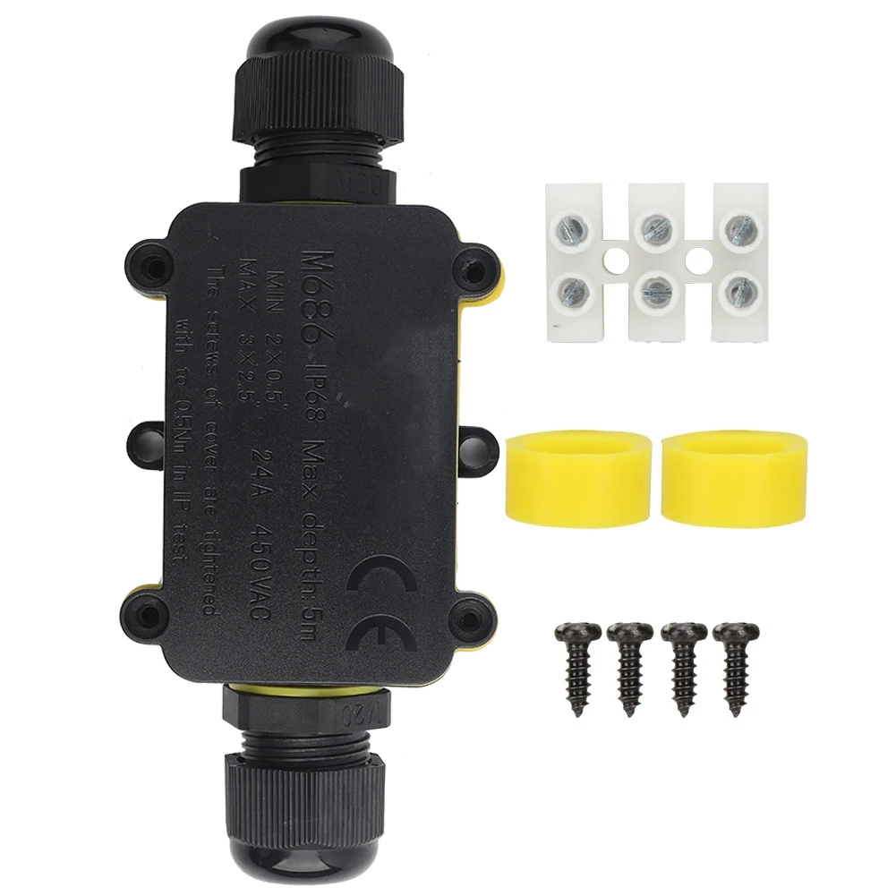 Plastic Waterproof Junction Box M686 Black Two Position Cable Connector Junction Box IP68 for LED Street Light