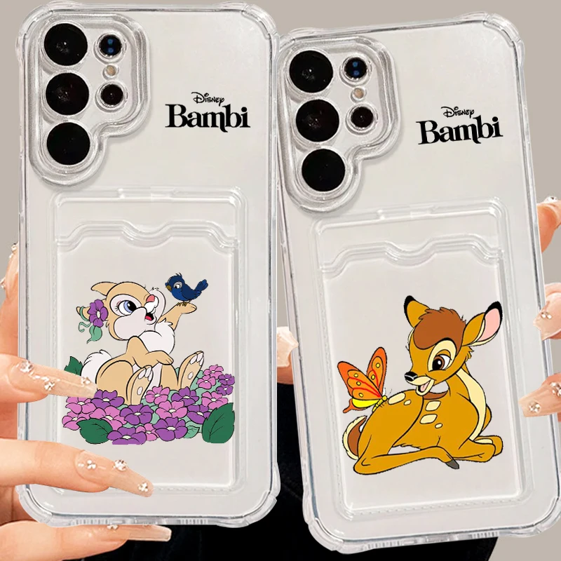 Disney Bambi Art Cute For Samsung A73 A72 A54 A71 A52 A53 A32 A22 A14 A13 A23 5G Photo Card Bag Transparent Funda Phone Case