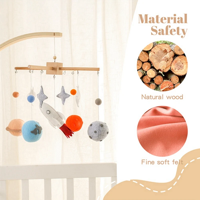 Wooden Baby Mobile Crib Bed Bell Cartoon Bear Star Moon Crib Hanging Toys Montessori Educational Toy Cognitive Puzzle Kid Gift