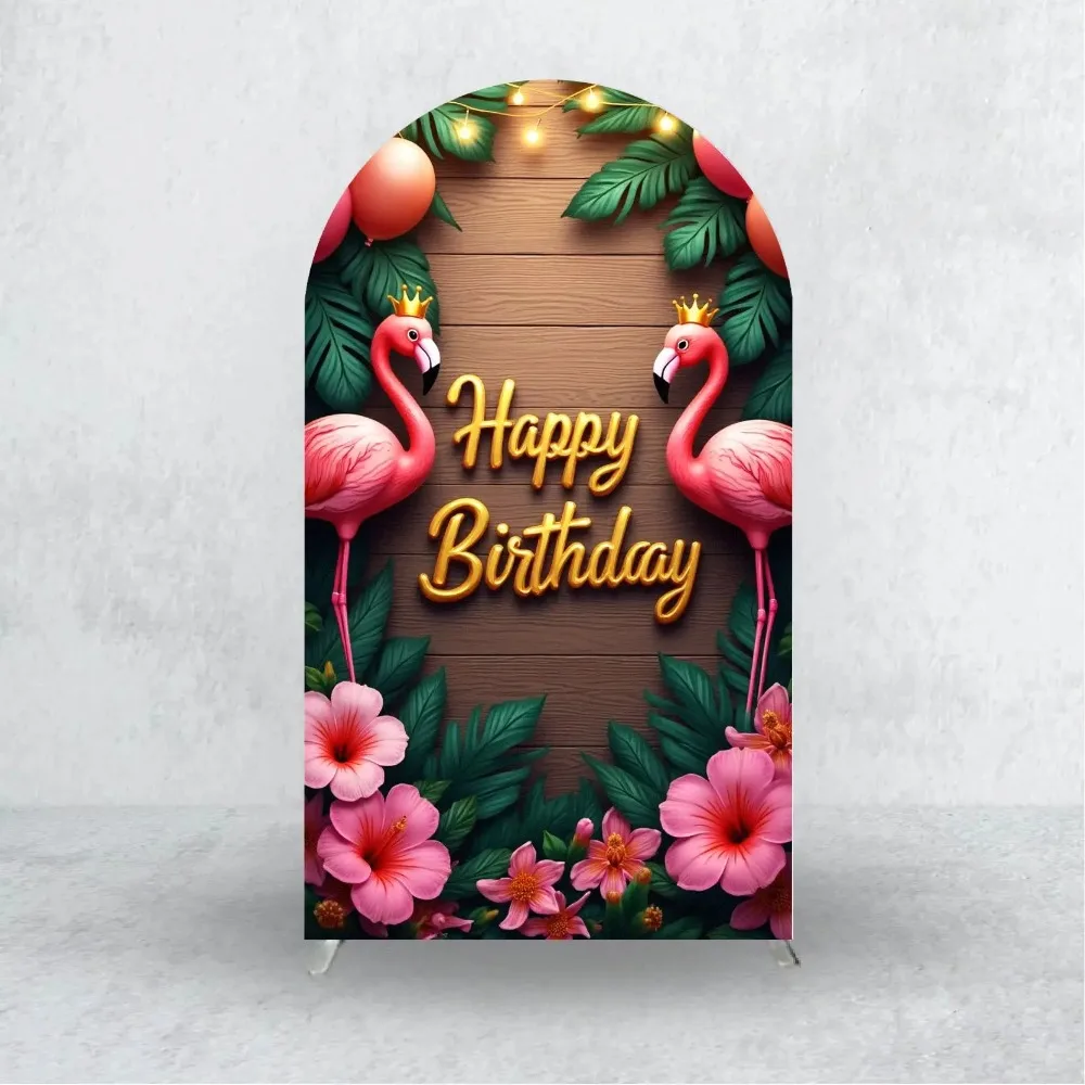 

Summer Party Arched Background Cover, Flamingo Background Arch, Festival Party Decoration, Photography Background