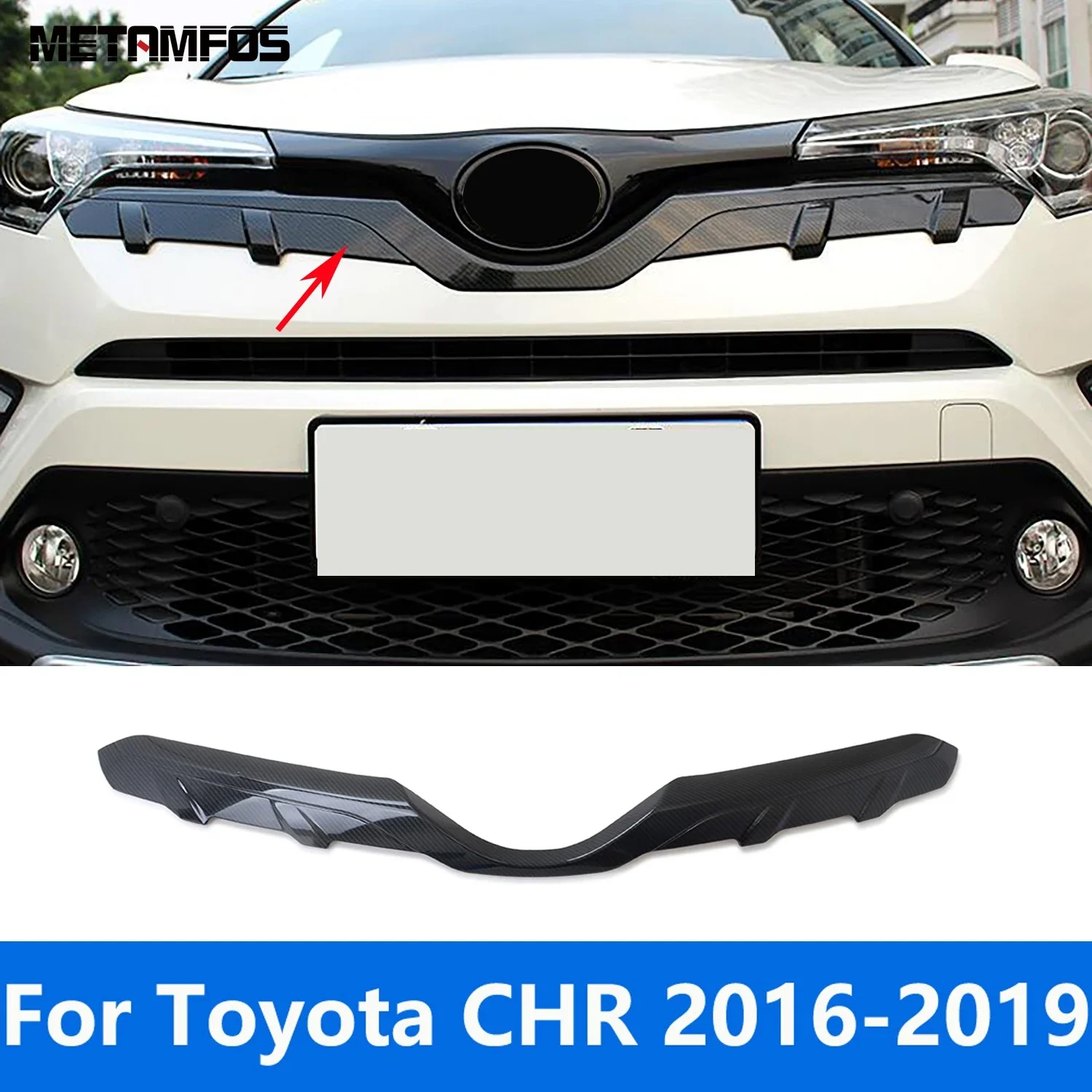 

Front Center Grille Racing Grill Molding Trim For Toyota C-HR CHR 2016 2017 2018 2019 Carbon Fiber Accessories Car Styling