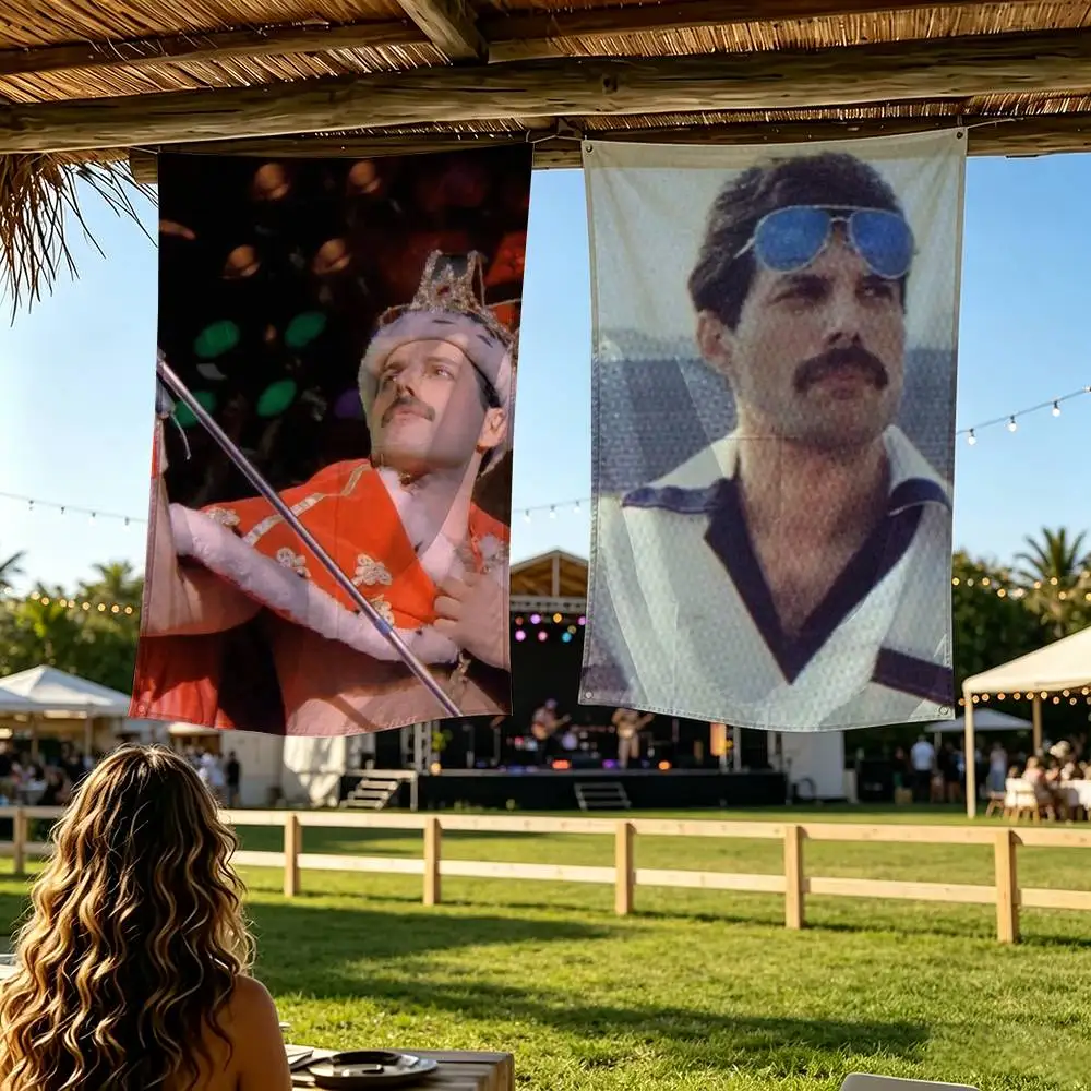 F-Freddie M-Mercury Singer Flag Digital Printing Banner for Garage Wall Out Door Decoration