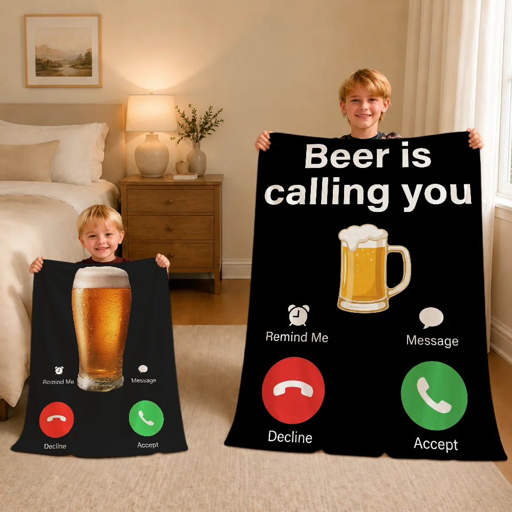 Fun Art Beer Blanket Warm Soft Plush Blanket For Sofa Living Room Nap Home Bedroom Travel Gift Flannel Pet Hogar