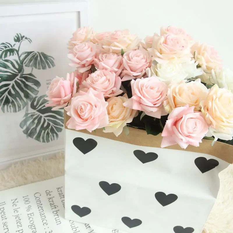 

10pcs/lot Decor Rose Artificial Flowers Silk Flowers Floral Latex Real Touch Rose Wedding Bouquet Home Party Design Flowers