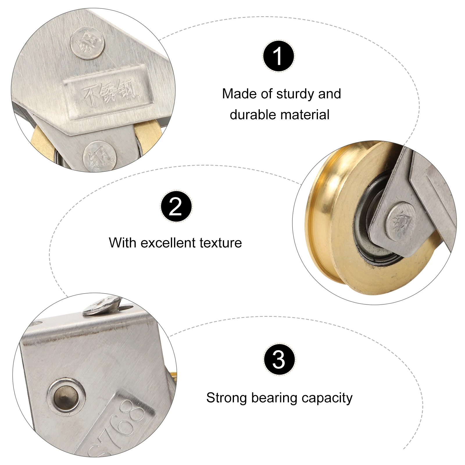 

2pcs Sliding Roller Bearing Wider Wheel Diameter Strong Load Capacity Durable Copper Bearing Wheel For Door Track Sliding Door