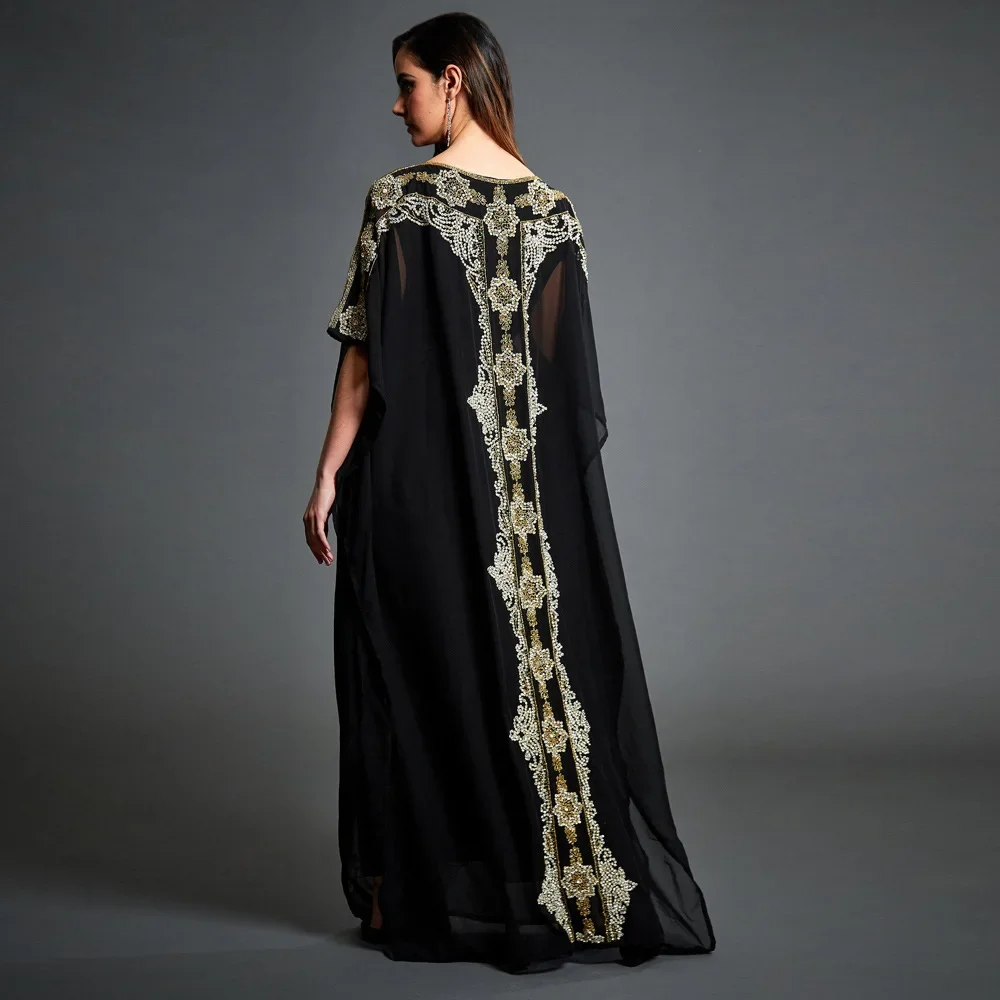 2022 Evening Dress African Clothes Robe Marocaine Luxury Loose Dress Plus Size Dubai Kaftan Abaya Middle East Muslim Dress