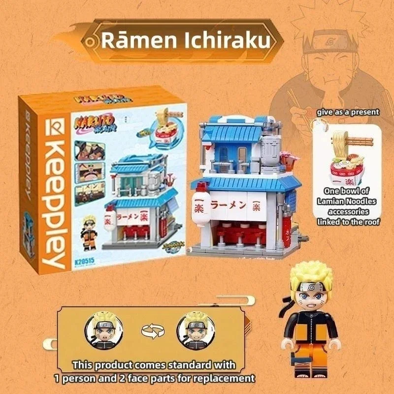 Keeppley Naruto Building Blocks Street Scene Anime Character Assembly Model Ornaments Educational Toys Collection Gift