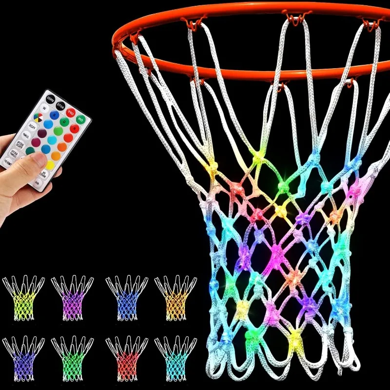 

NewBEP Lighted Basketball Net - LED Replacement Basketball Nets, Change Colors with Remote, LED Basketball Net Light for Outdoor