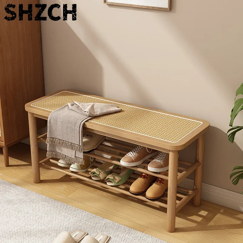 Household Household Simple Entrance Shoe Changing Stool Rattan Shoe Rack Can Be Use for Sitting and Resting Shoes Storage Nordic Furniture - Aliexpress Deal