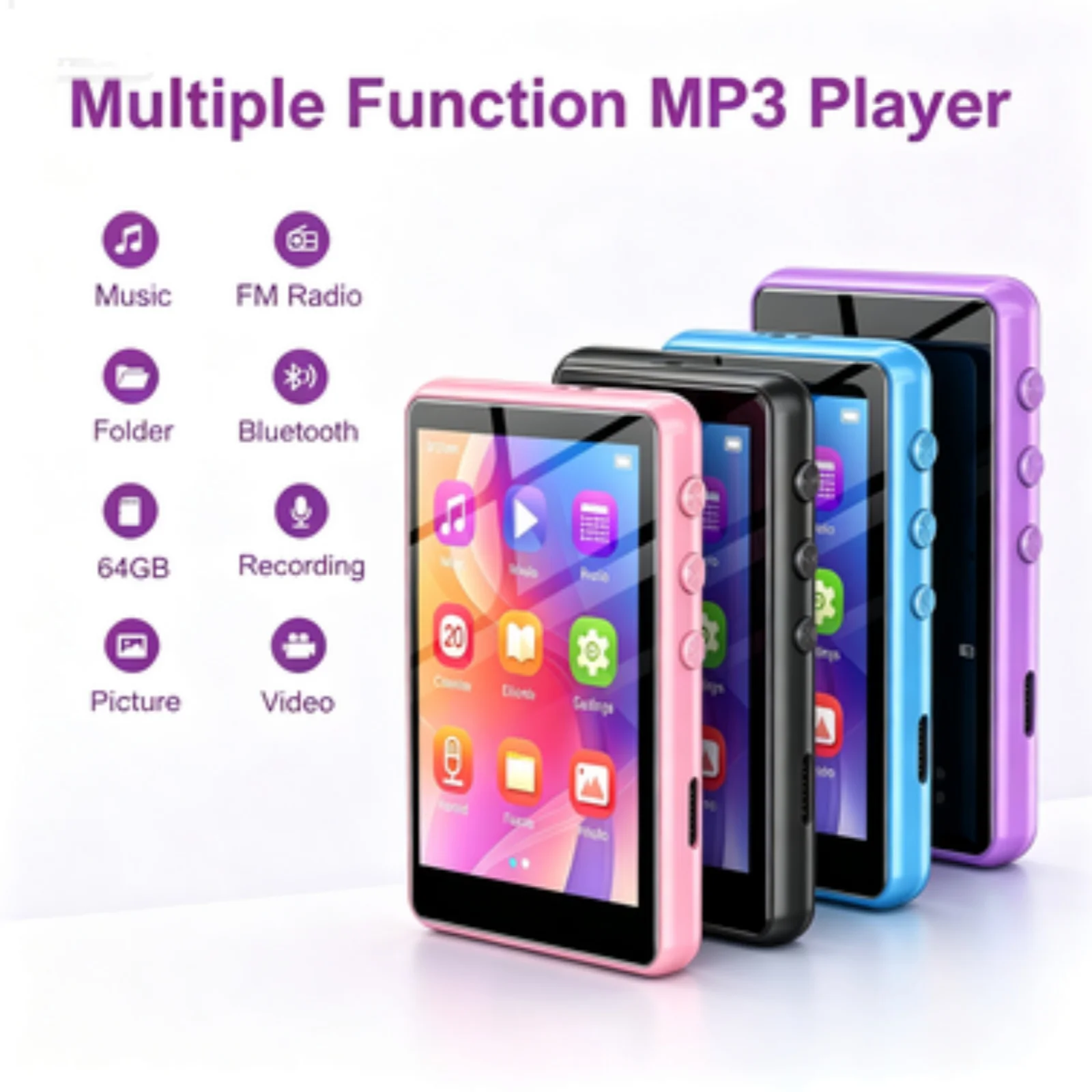 SWOFY M4 Mini 2.4 Inch Touch Screen 64GB MP3 Player Bluetooth HiFi Lossless Music Player For Sports Gift Expandable Up To 128GB