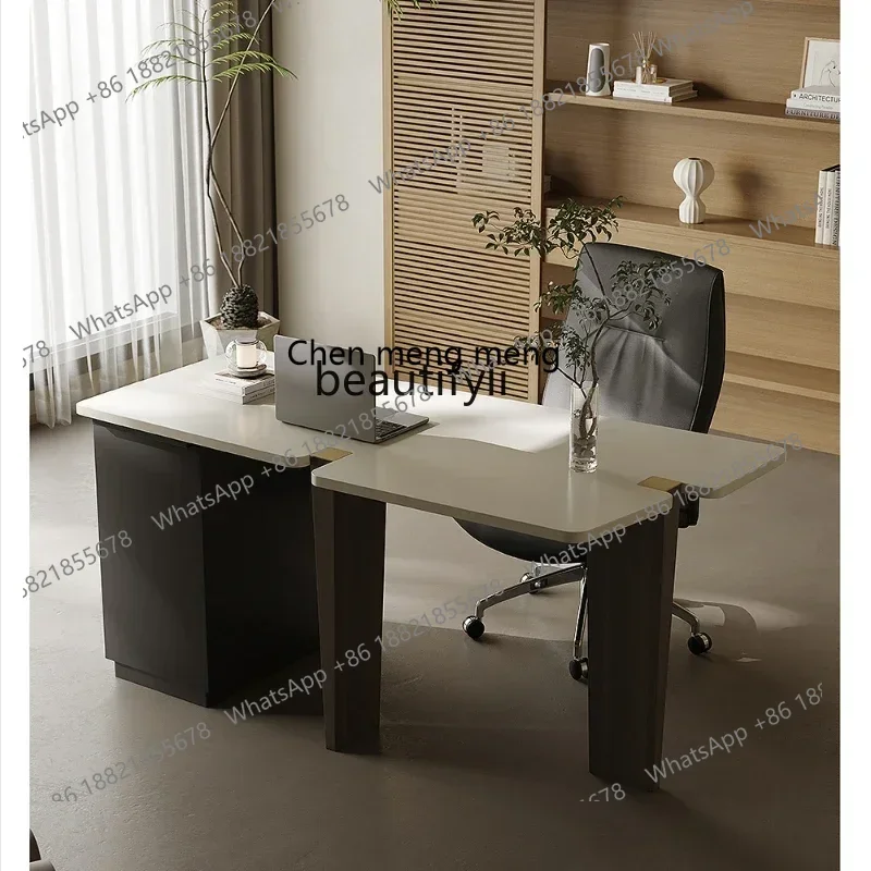 cc182R Italian Minimalist High-End Desk Solid Wood Paint White Wax High-Grade Computer Desk
