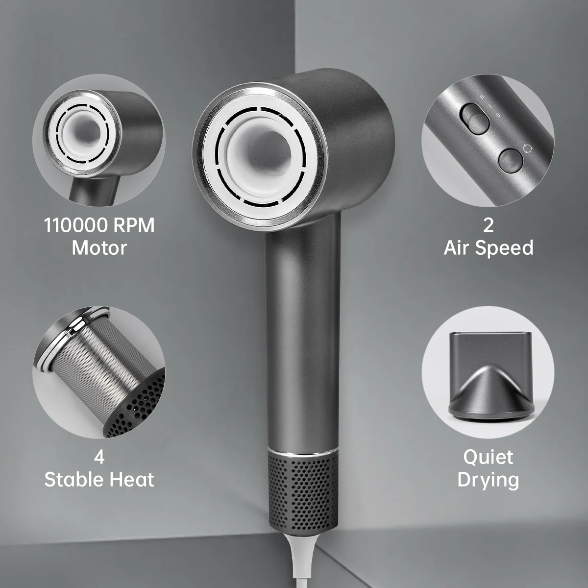 Professional Ionic Hair Dryer 110000 RPM - usage example