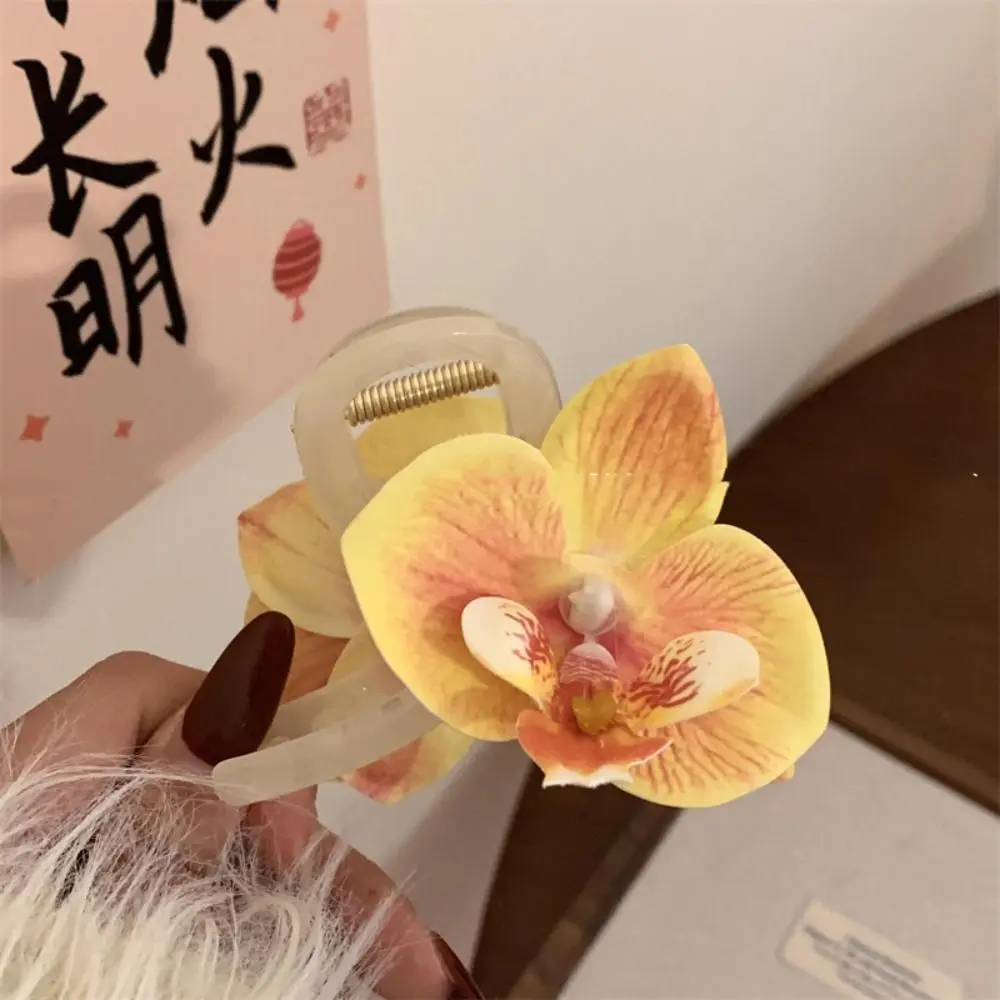 Cloth Flower Hair Claw Creative Ponytail Clip Butterfly Orchid Large Shark Clip Shark Clip Cute Hairpin Orchid Hair Clip Beach