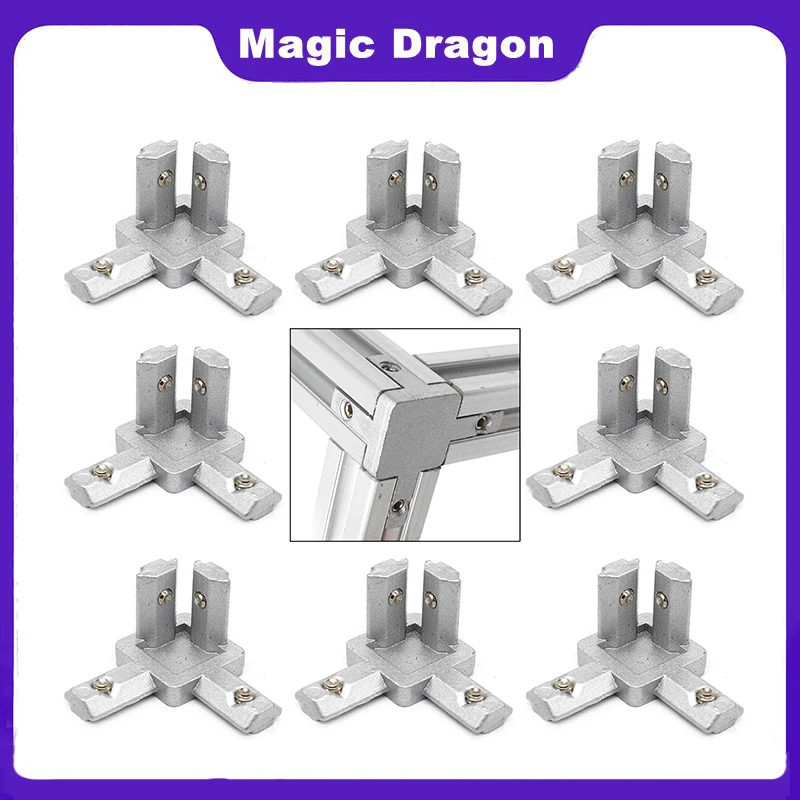 

10Pcs 3-Way End Corner Bracket Connector for European Standard Aluminum Extrusion Profile 2020 3030 4040 Series Slot with Screws