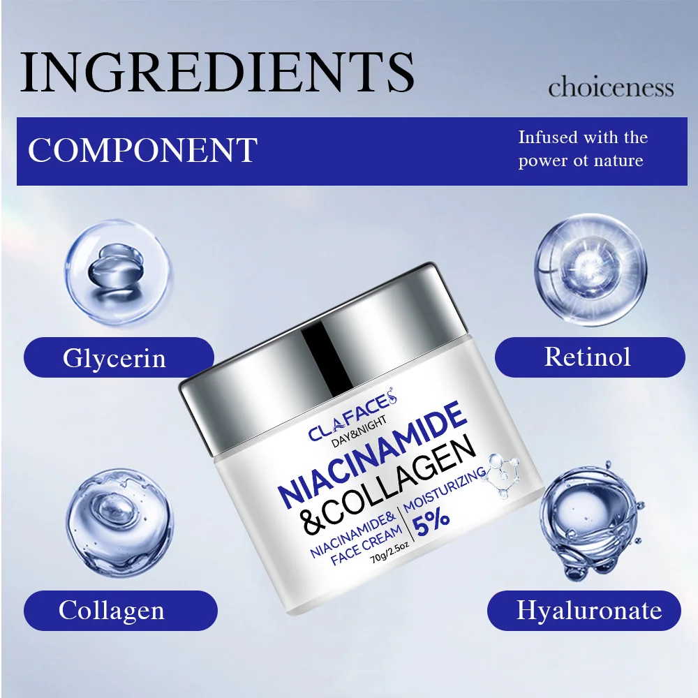CLAFACES Niacinamid-Creme |   Antioxidative und Anti-Aging-Gold-Kombination |   Geeignet für alle Hauttypen