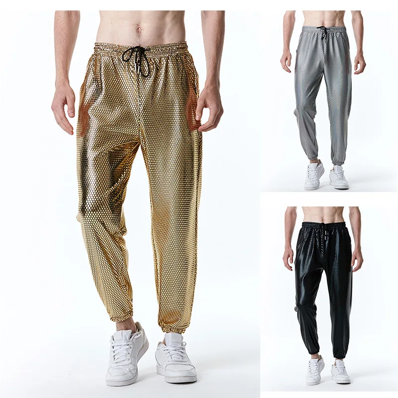 2024 New European Size Men's Fashion Trend Clothing Diamond Hot Stamping Printing Casual Pants for Men