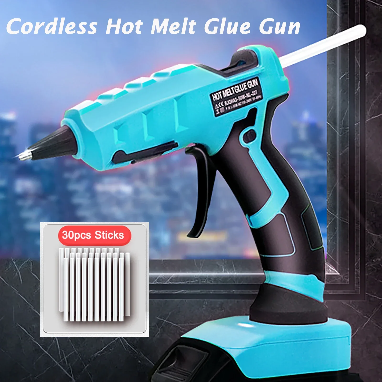 Cordless Hot Melt Glue Gun Kit with 30Pcs 7mm Glue Sticks for Dewalt for Makita 18V Li-ion Battery Electric Repair Power Tool