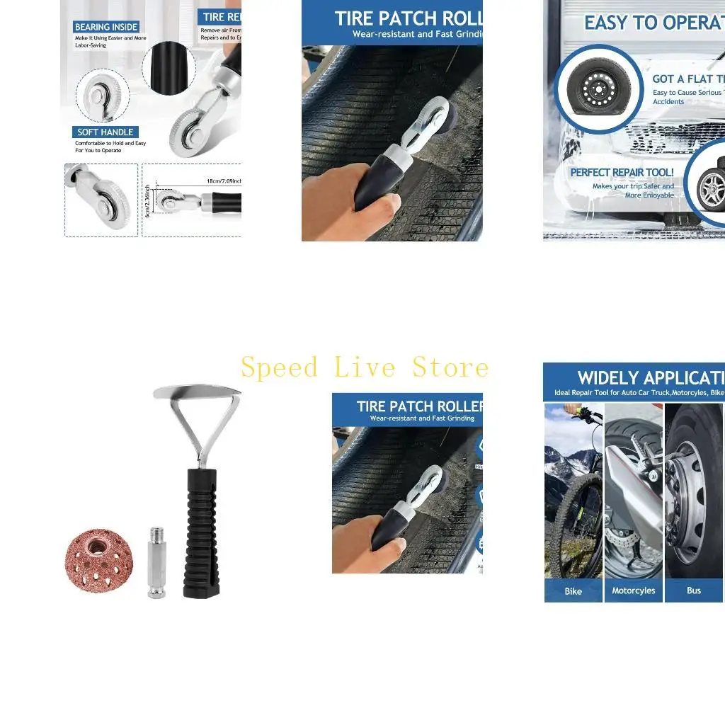 

547C Multiurpose Tire Repair Roller Automotive Tire Patches Tool Set for Garage Use