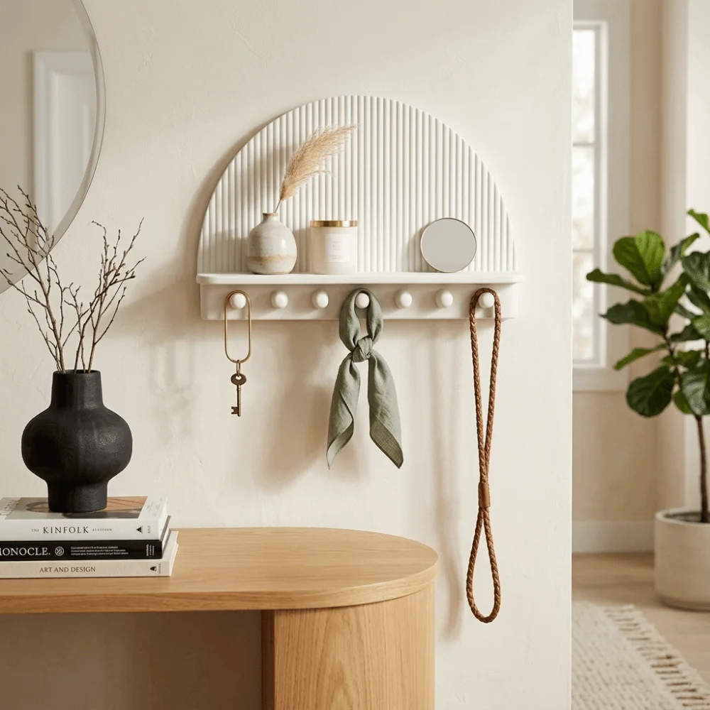 Wave Shelf 3D Printed Wall Mount Storage Rack Wavy Curved Wall Decor Door Back Organizer Key Rack Indoor