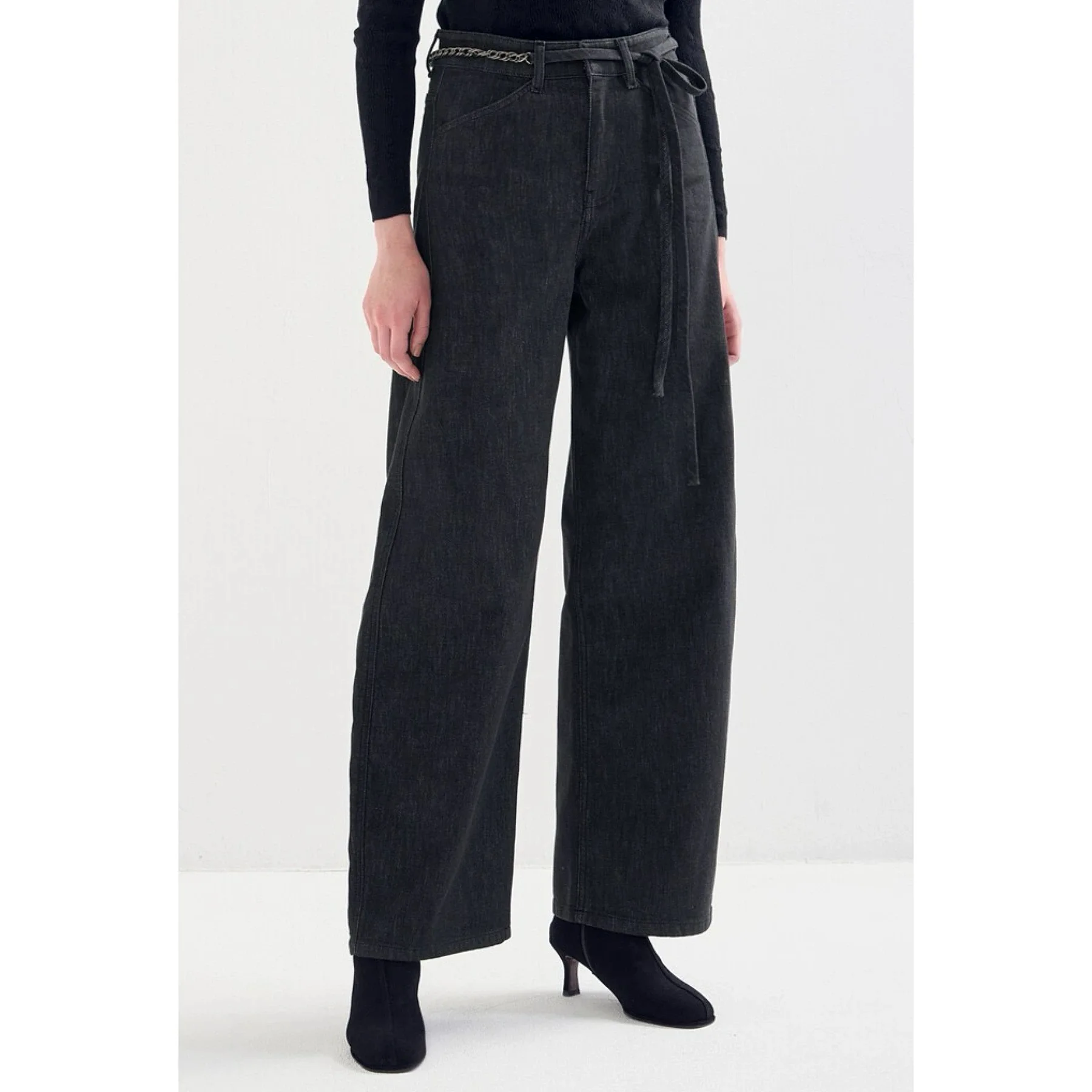 ハイウエスト デニムジーンズ レモンチーズ カジュアル 多用途 着痩せ ワイドレッグパンツ 通勤 スタイリッシュ レディース ファッション