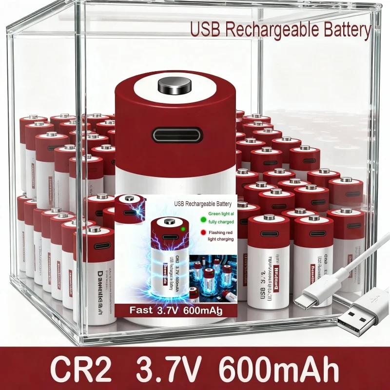 

3.7V CR2 Li-ion USB Rechargeable Battery Camera Range Finder Disc Brake Lock Sp-1 Printer Wait+Free C-type Cable