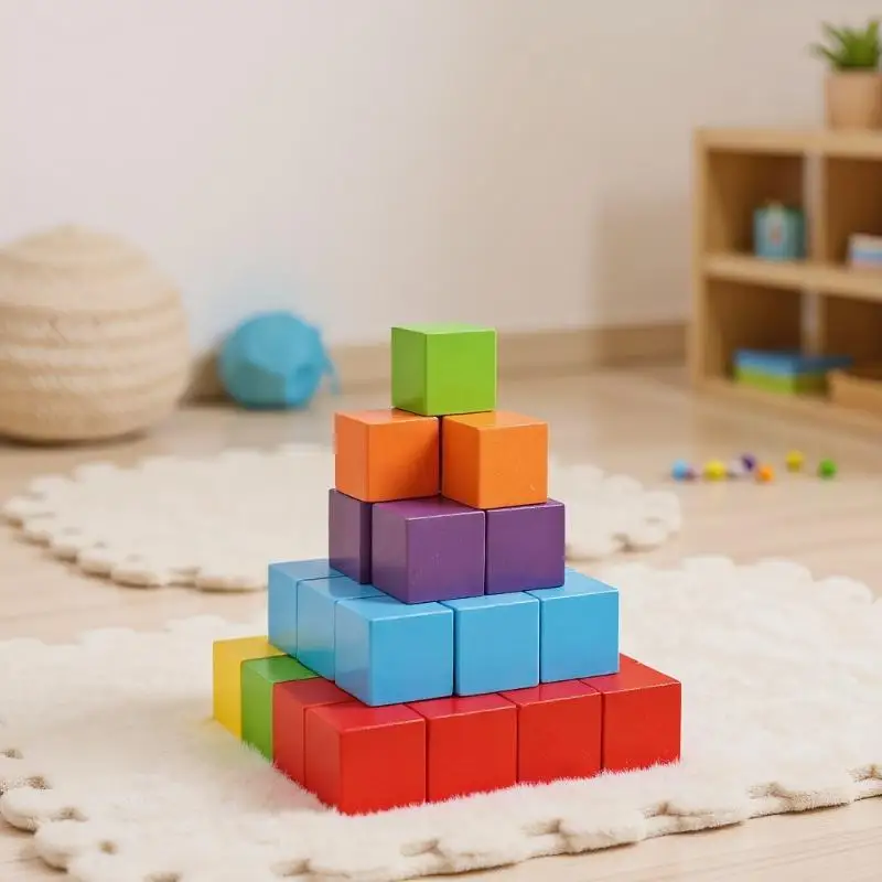 Learning Colors is Fun with 30/50/100pcs Baby Shaped Wooden Blocks, Colorful Cubes Stacking Toy for Kids