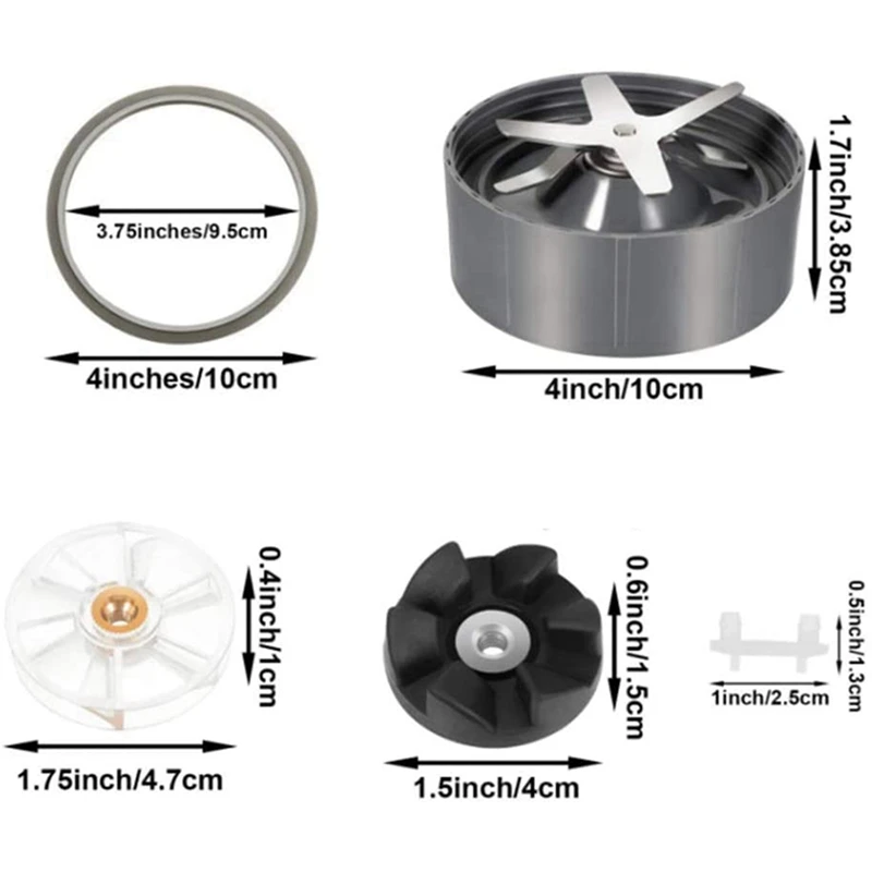 X17A 2025 NEW-2X Juicer Replacement Parts For Nutribullet 600W 900W Extractor Blade,Rubber Sealing Gasket, Motor Top Base Gear