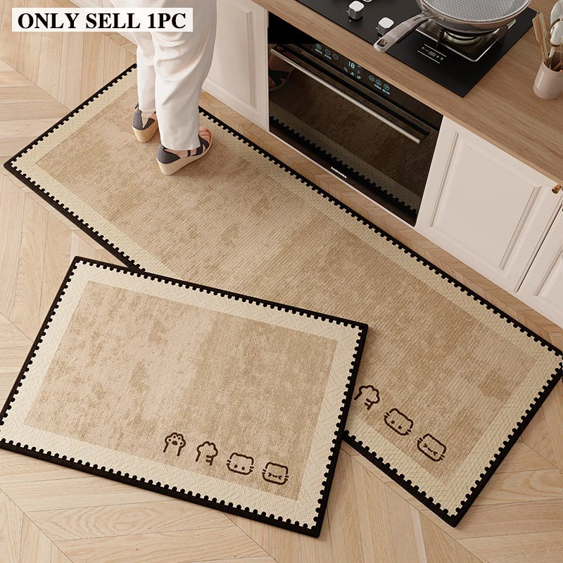 Carpet for Kitchen Floor Mat Waterproof Oil-proof Non-slip PVC Leather Rug Solid Color Striped Rugs Long Size Home Decor Carpets