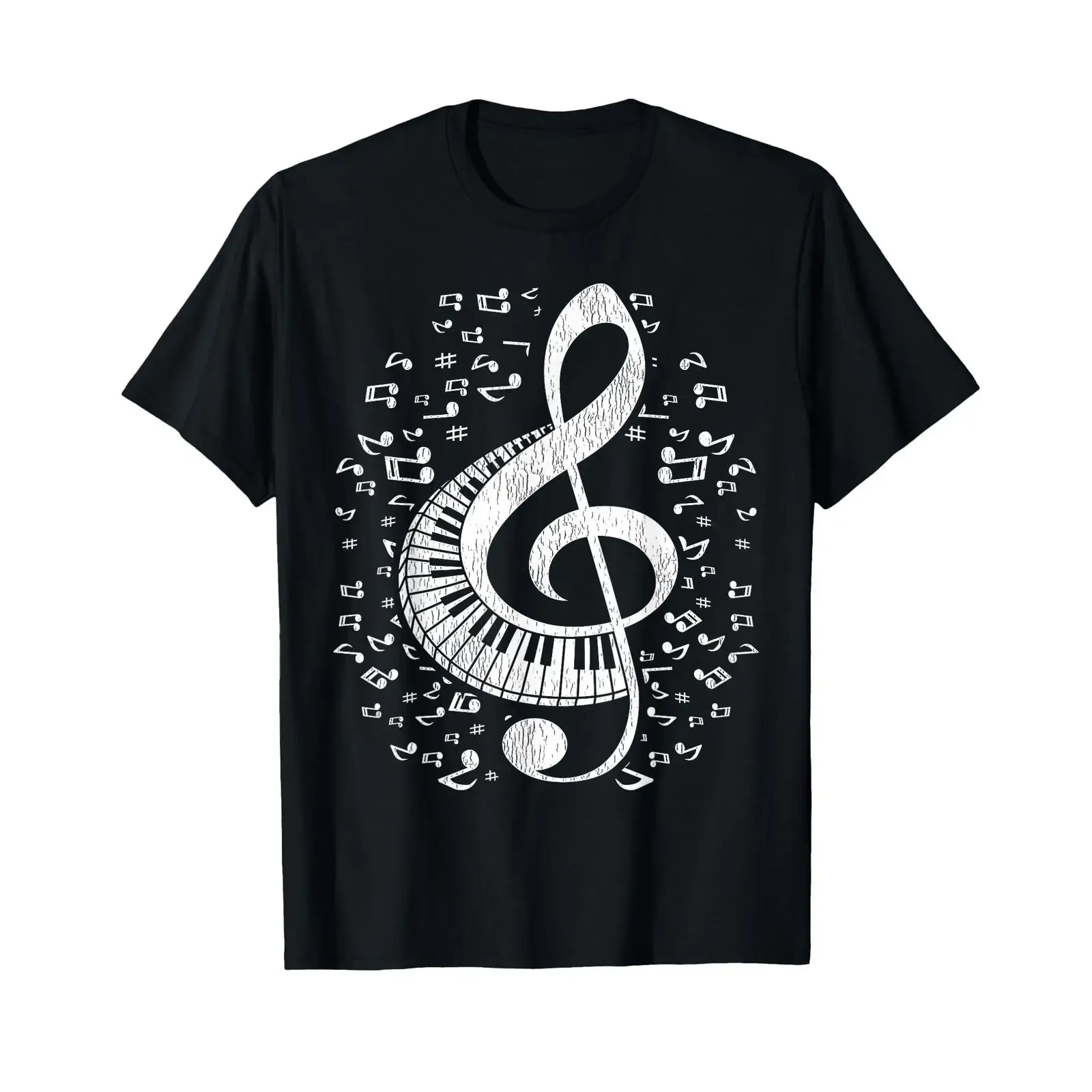 Musician Pianist Music Notes Keyboard Treble Clef Piano T Shirt vintage Washed designer clothes graphic streetwear Casual Soft