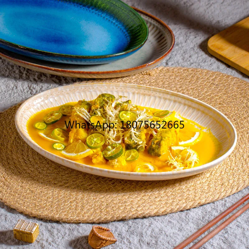New creative household oval vegetable plate ceramic shallow fish plate