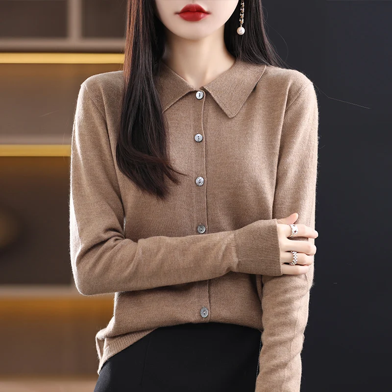 Women Cardigan Cashmere Wool Sweater 2023 Spring New Thin Sweater Knitted Jacket Female Soft Basic Shirt Solid Long Sleeve Tops