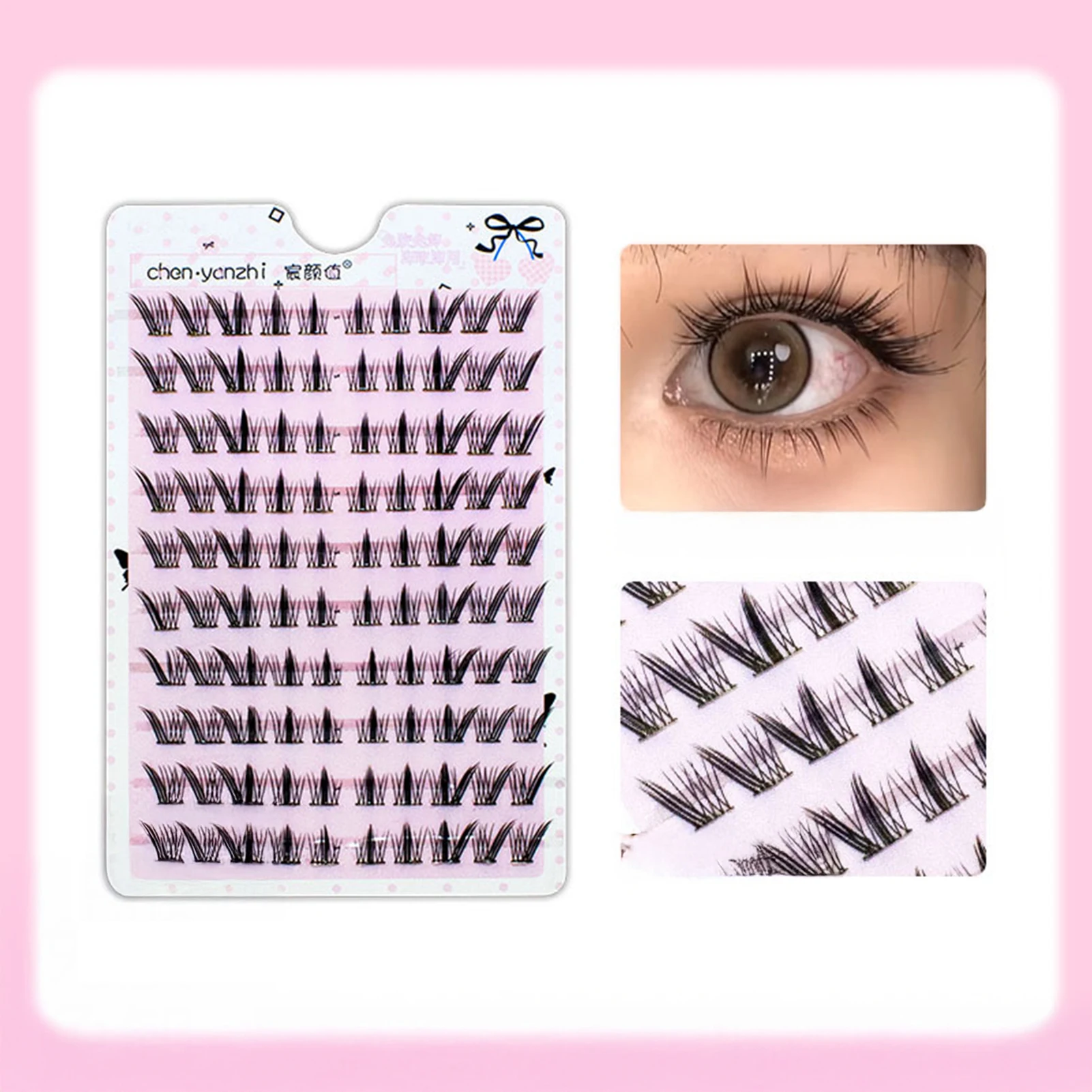 10 Rows Large Capacity Natural Thick Cartoon Segmented Single Cluster Glue-free Eyelashes Extension Curlling Manga False Eyelash
