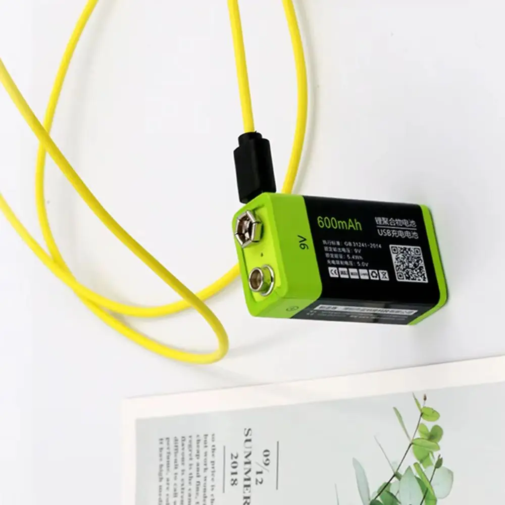 

2pcs ZNTER 9V lithium battery 600mAh USB rechargeable battery 6F22 battery is suitable for detecting instrument intercom