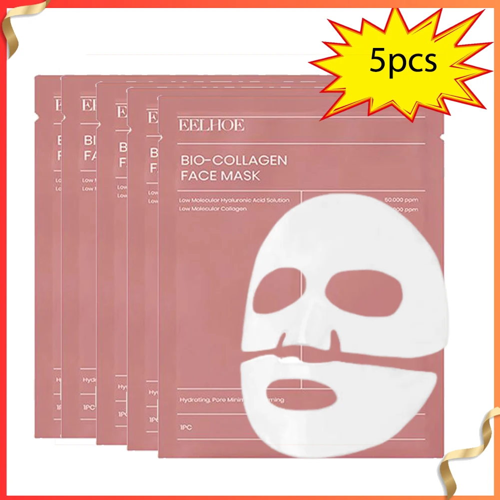 5pcs Bio-Collagen Face Mask Deep Moisturizing Hydrating Overnight Hydrogel Facial Mask VC Whitening Anti Aging Skincare